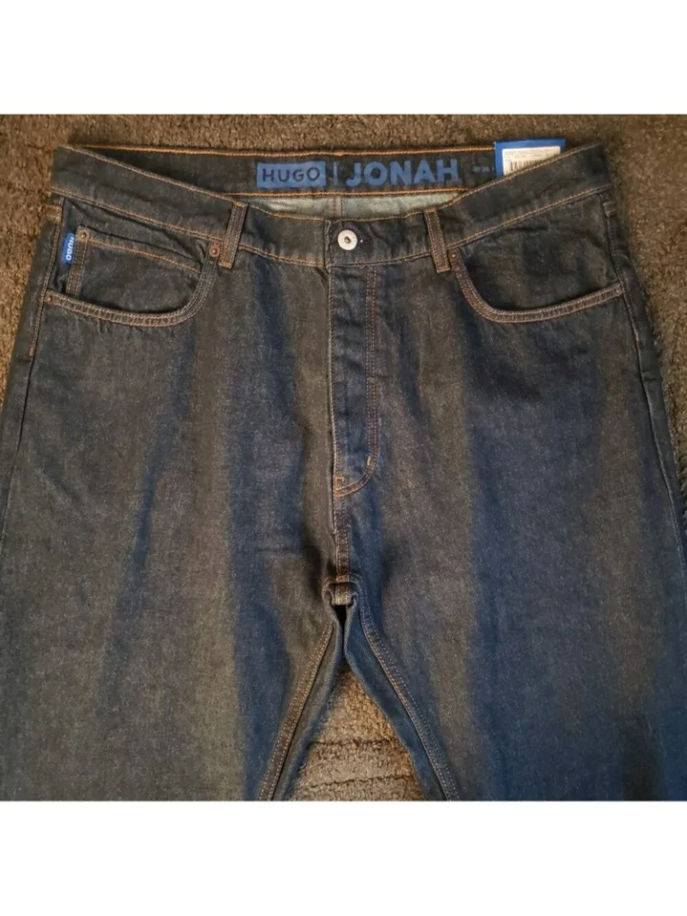 NWT Hugo Jonah Straight Leg Dark Blue Denim Jeans 38×32 50511484